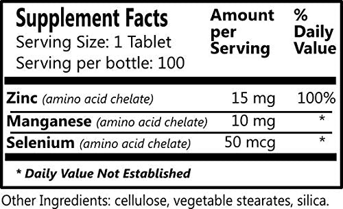 Daily Manufacturing Tri-Min (Manganese, Selenium & Zinc Amino Acid Chelates) Tablets, 60 Count