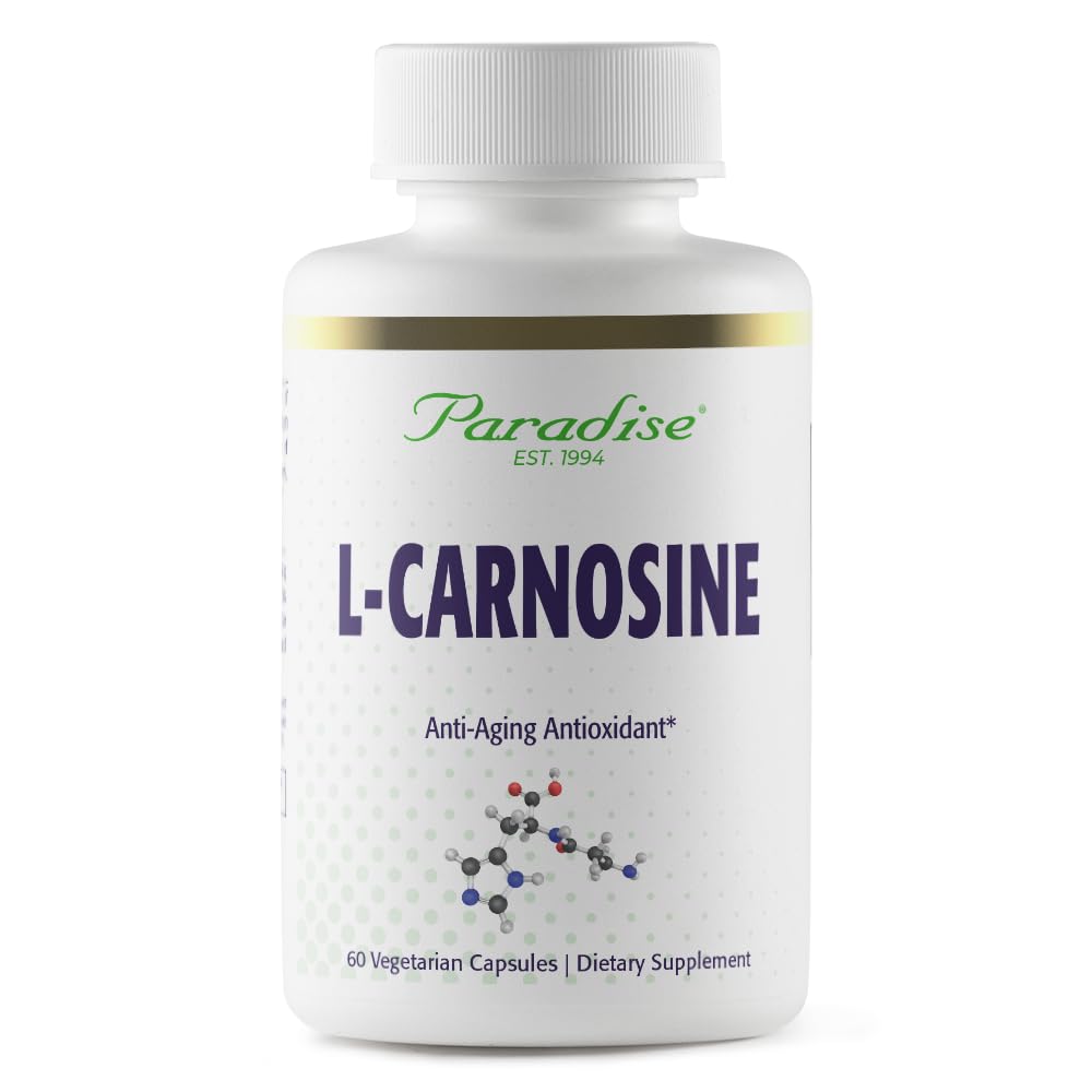 Paradise Herbs L-Carnosine, Super Potent, Ultra Pure, Antioxidant, Vegan, Non GMO, Gluten Free, 60 Capsules