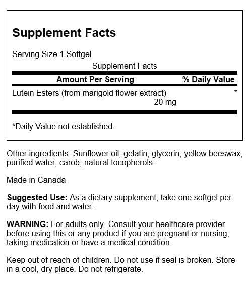 Swanson Lutein 20 Milligrams Softgels, 60 Count