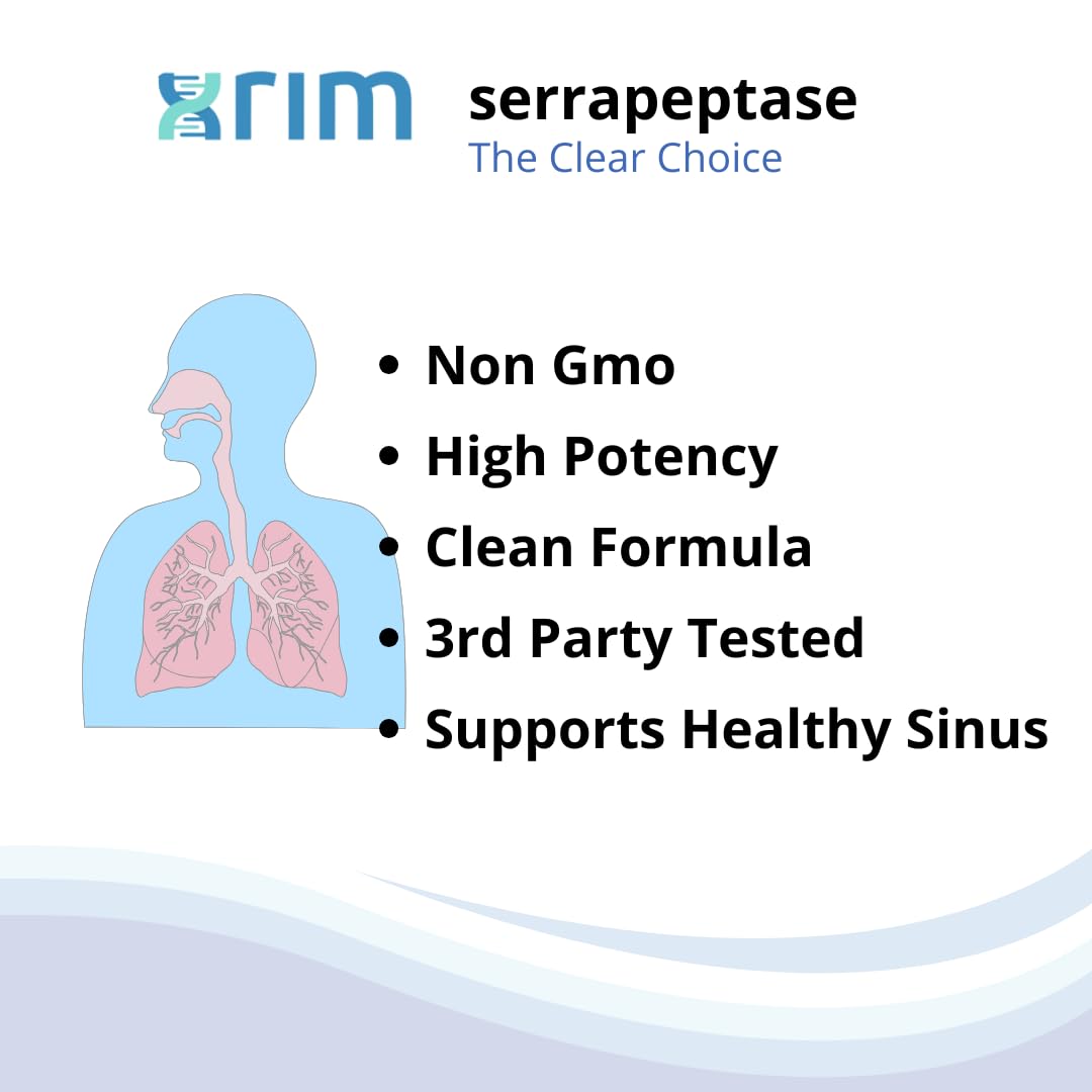Xrim Serrapeptase 120,000 SPU Capsules, 60 Count