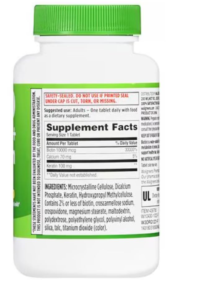 Walgreens Biotin + Keratin Tablets, 150