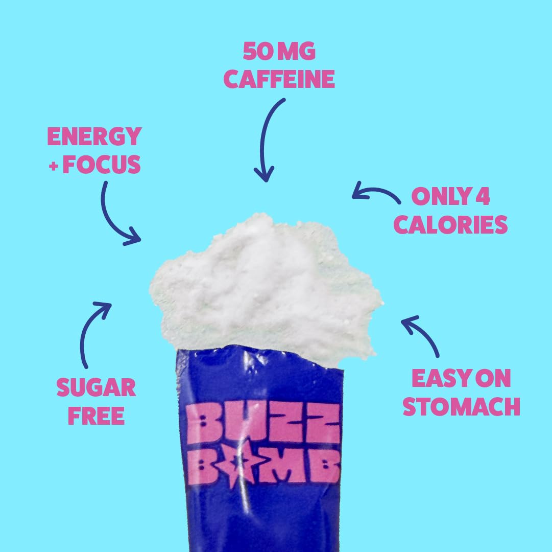 BUZZ BOMB Energy Packets Under the Tongue Caffeine Powder 0.7 Ounce