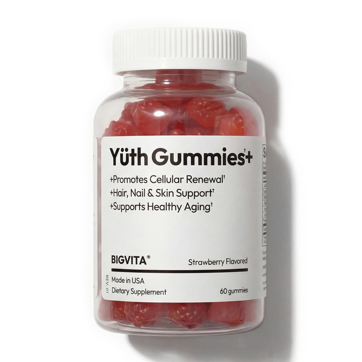 BIGVITA Yuth Gummies+ High-Purity Spermidine Supplement for Cellular Renewal & Anti-Aging, Collagen Support with Vitamin C & A, 60 Count