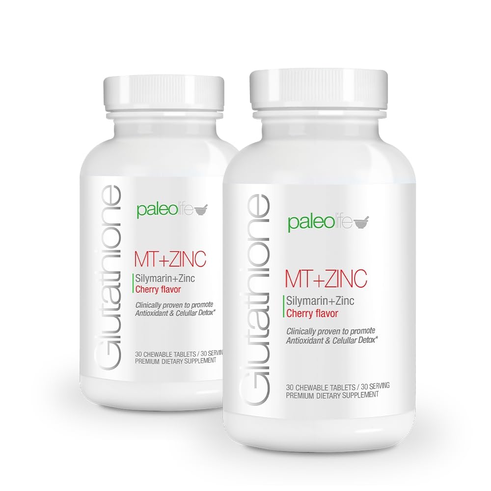 PaleoLife Premium Glutathione + Milk Thistle + Zinc Chewable Tablets, 60 Count