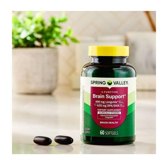 H4U 4-Function Brain Support Dietary Supplement Softgels, 60 Count