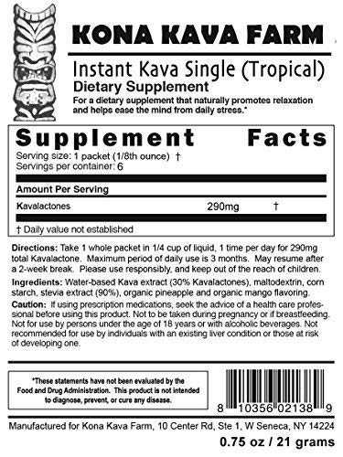 Kona Kava Farm Kona Kava Instant 30% Kavalactone Kava Drink Singles Powder 4.5 oz