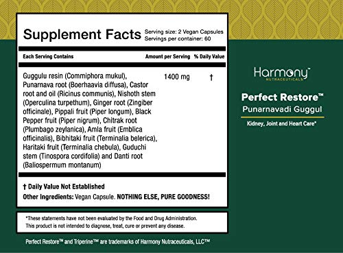 Harmony Nutraceuticals Punarnavadi Guggul Perfect Restore Capsules 120