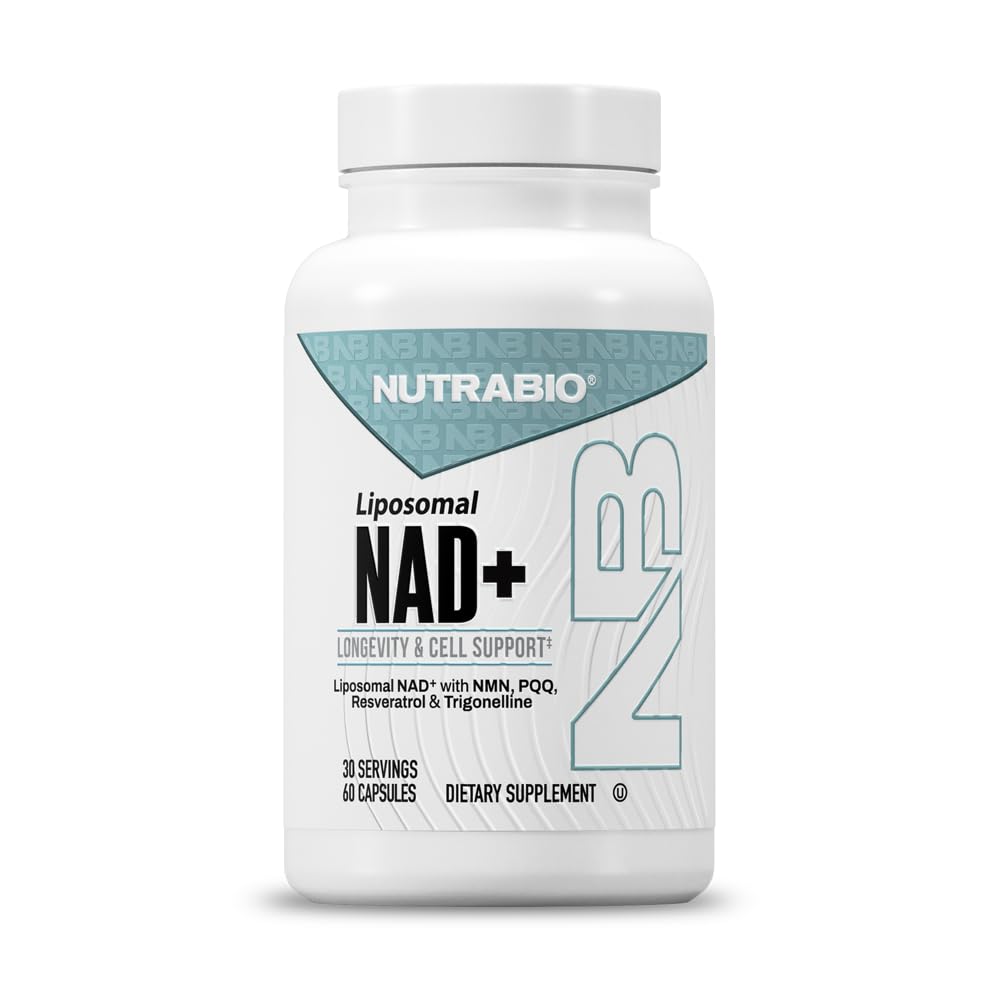 NutraBio Liposomal NAD+ Supplement with Resveratrol, NMN & PQQ, 60 Capsules