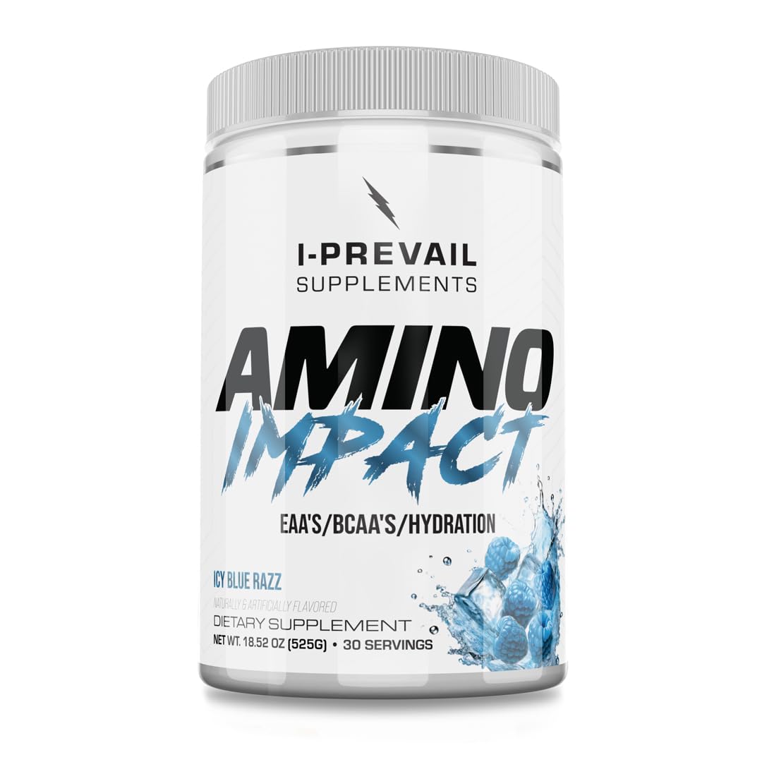 I-Prevail Supplements Amino Impact BCAA – EAA Enhanced Hydration Recovery & Endurance Keto Friendly Formula, Powder, 16.79 oz
