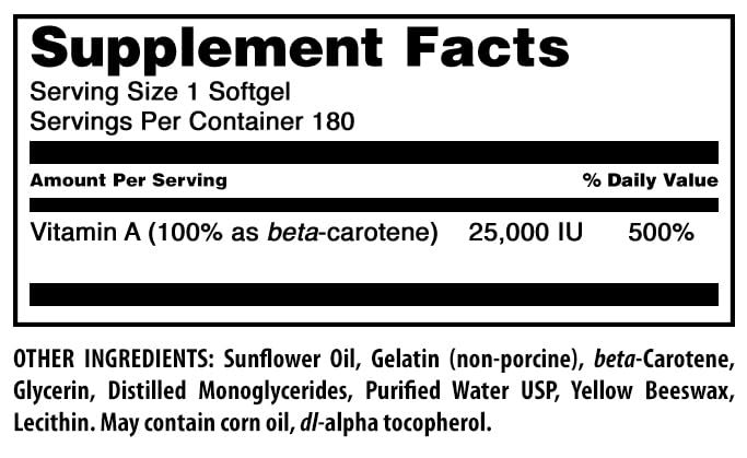 Amazing Nutrition Beta-Carotene 25000 IU Softgel 180 Count