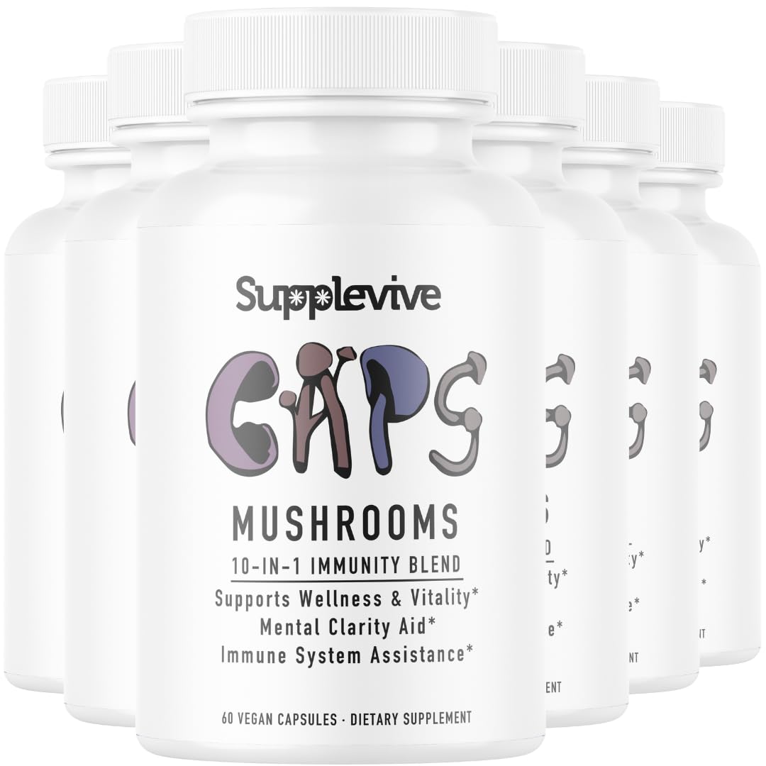 Supplevive Mushroom Caps - Ten Mushrooms Extract Blend, 60 Capsules