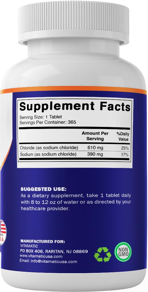 Vitamatic Sodium Chloride 1000mg, 365 Tablets