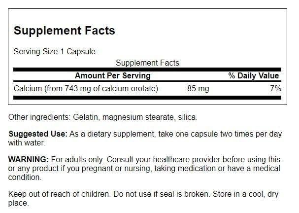Swanson Calcium Orotate 85 mg Capsules, 60 Count