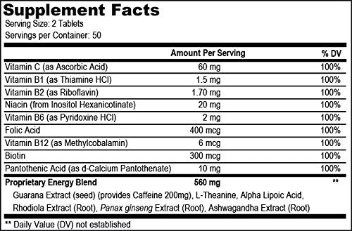 Weyland Brain Nutrition Energy Tablet, 100 Count