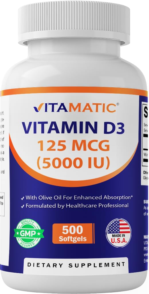 Vitamatic Vitamin D3 5000 IU (125 mcg) 500 Softgels