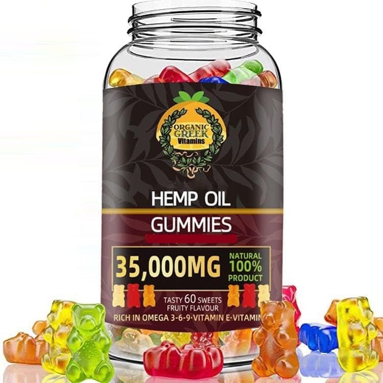 Organic Greek Premium High Potency Hemp Gummy Bears and Natural Vitamins Softgel 60 Count