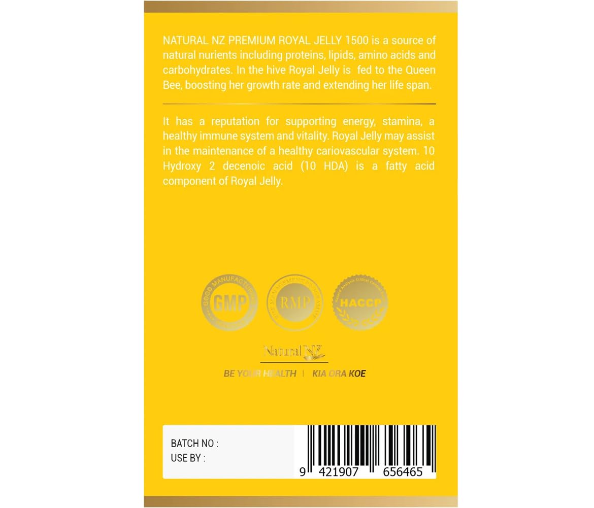 Natural NZ Premium Royal Jelly 1,500mg Capsule, 180 Capsules