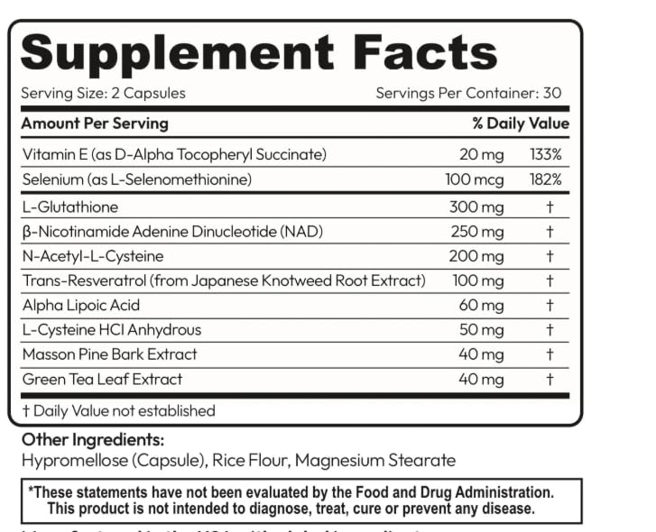 MKADI GlutaNAD+ Brightening & Longevity Support, L-Glutathione & NAD+ Antioxidant Complex, Skin Glow, Cellular Energy & Healthy Aging, 60 Vegan Capsules