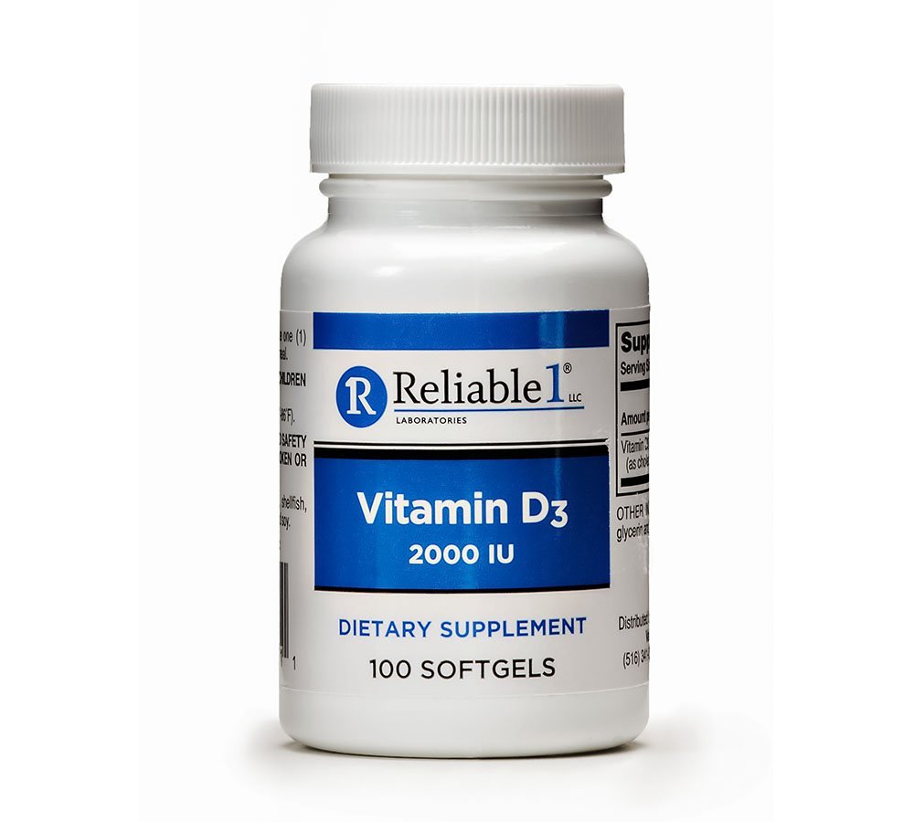Reliable Vitamin D3 2000 IU Softgels, 100 Count