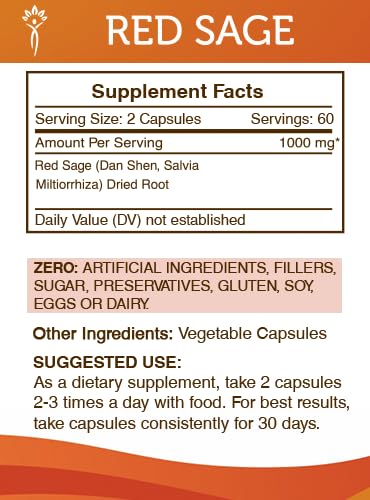 Secrets of the Tribe Red Sage 1000 mg Capsules, 120 Count