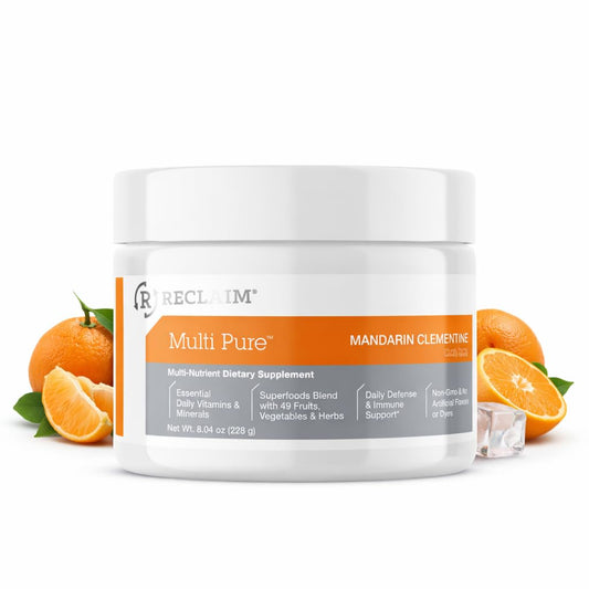 Complete Nutrition Reclaim Multi Pure Mandarin Clementine Immune Support, Vitamin C, Vitamin B Complex, Probiotic, Superfood Powder, Calcium, Magnesium Oxide, 8.36 Ounce