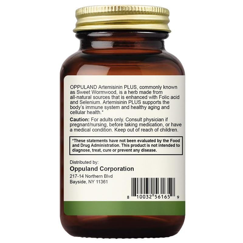 Oppuland Artemisinin Plus Sweet Wormwood Extract 100mg – Artemisia Annua Complex with Folic Acid & Selenium – Herbal Immune Support – Gummy 30 Count