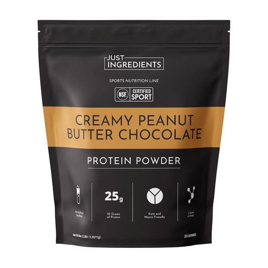 JUST INGREDIENTS Creamy Peanut Butter Chocolate Protein Powder, 25 Servings