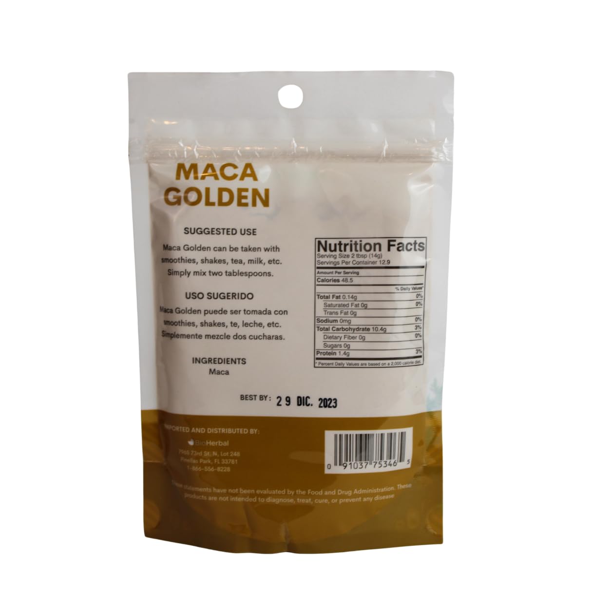 Bio Herbal Maca Golden (100% Natural) Pure Root Powder, 6.34 Fl Oz