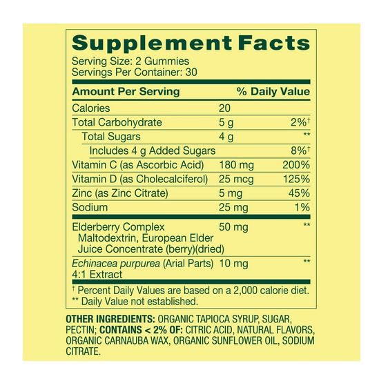 H4U Immune Plus Dietary Supplement Vegetarian Gummies with Elderberry, Vitamin C, Vitamin D for Immune System Support, 60 Gummies