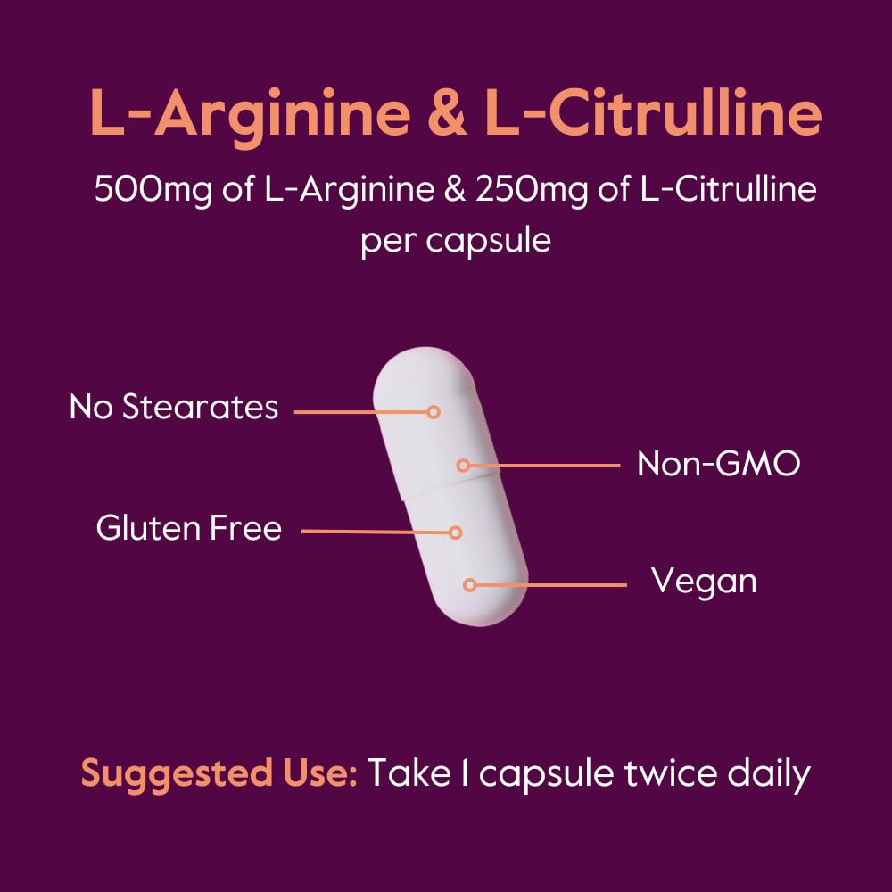 BESTVITE L-Arginine L-Citrulline 500mg / 250mg Vegan Vegetarian Capsules, 240 Count