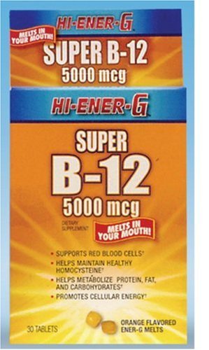 Hi-Ener-G Super B-12 5000 mcg Tablets, 30 Count