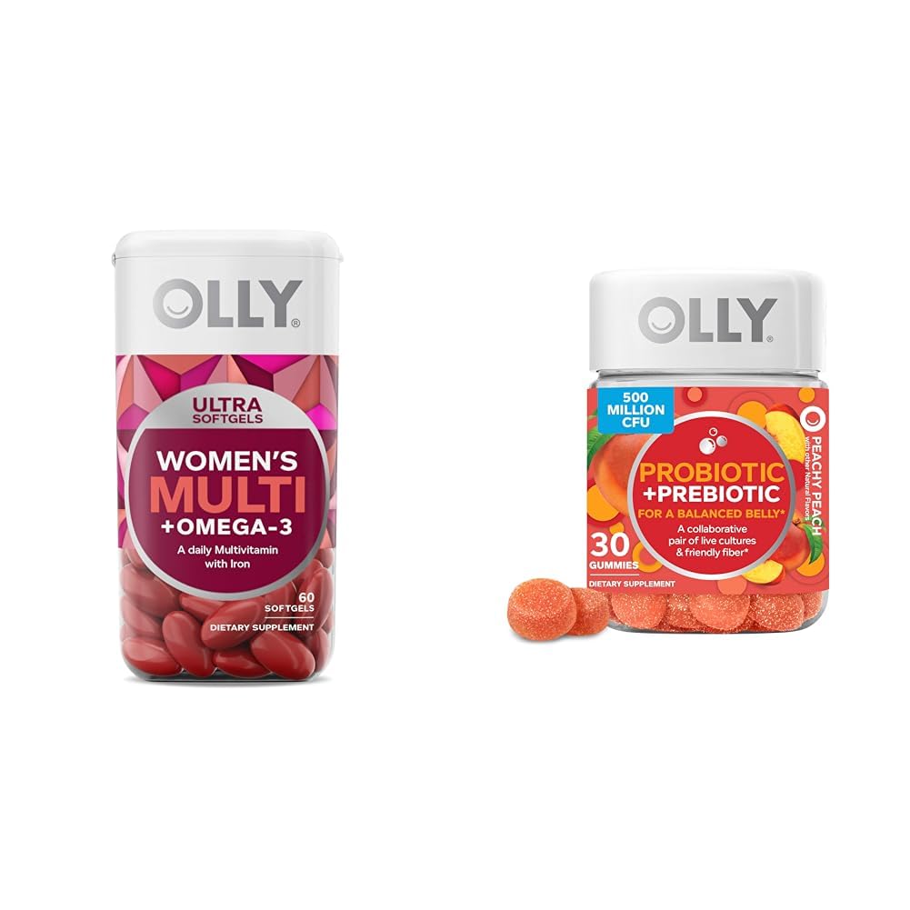 OLLY Ultra Women's Multi Softgels & Probiotic + Prebiotic Gummy, 30 Count