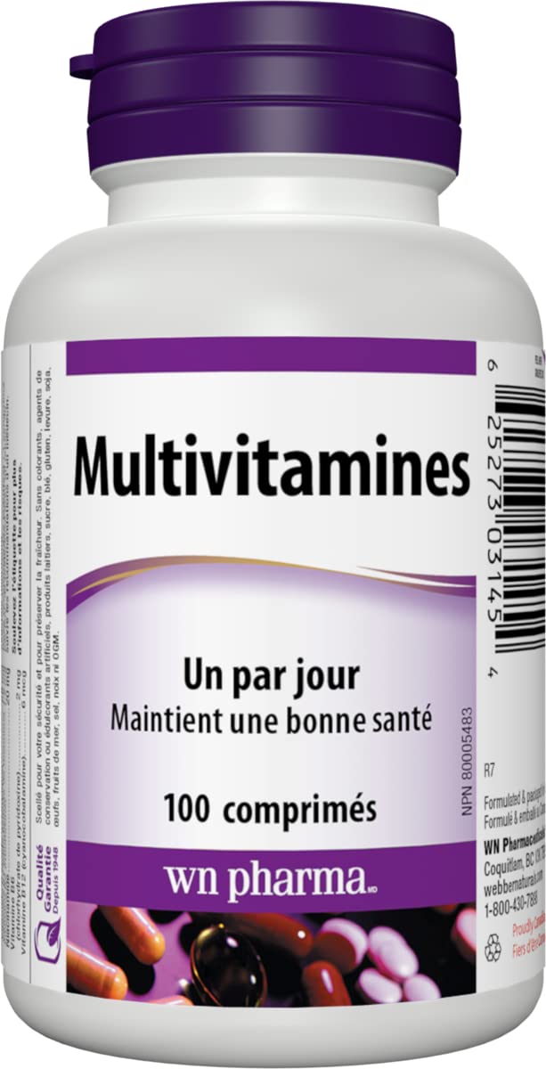 Webber Naturals Multi-Vitamin with Vitamin E (dl-Alpha Tocopheryl Acetate), 100 Tablets