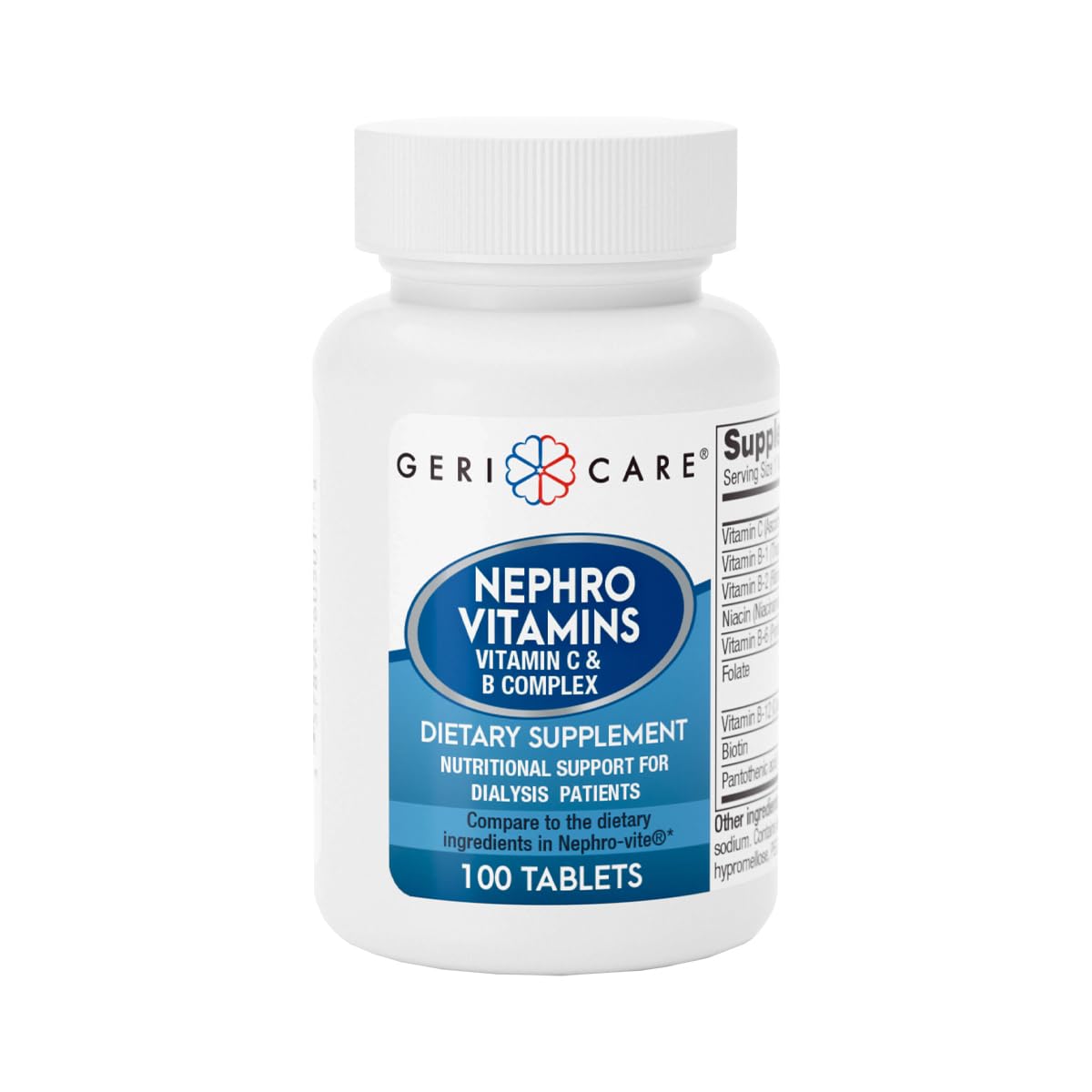 GeriCare Nephro Vitamin C & B Complex Tablets, 100 Count