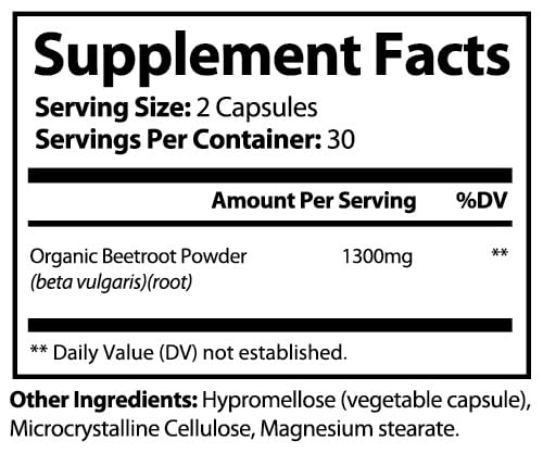 Nutra Fountain Beetroot Capsules for Heart and Blood Pressure Support, 60 Capsules
