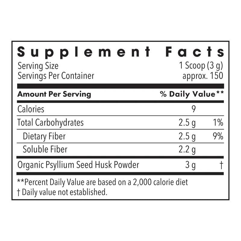 Metabolic Maintenance Organic Psyllium Husk Powder - 16 oz, Soluble Fiber Supplement, No Fillers