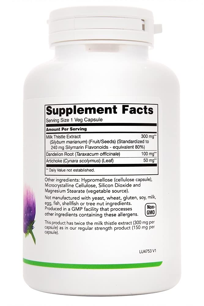 LuckyHerbs Milk Thistle 300 mg Capsules, 200 Count