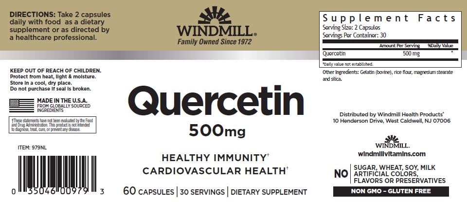 Generic Quercetin 500 mg Capsules, 100 Capsules