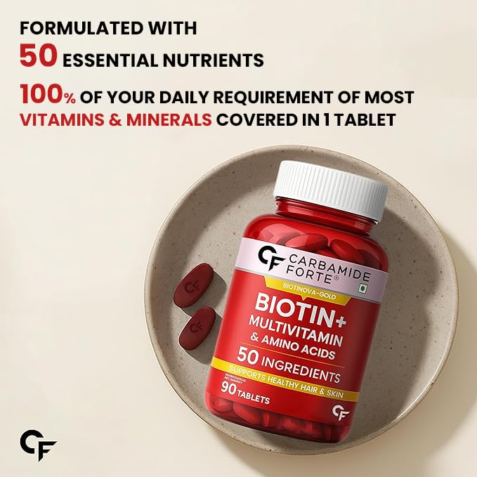 Carbamide Forte Biotin Supplement with 50 Multivitamins for All, 90 Tablets