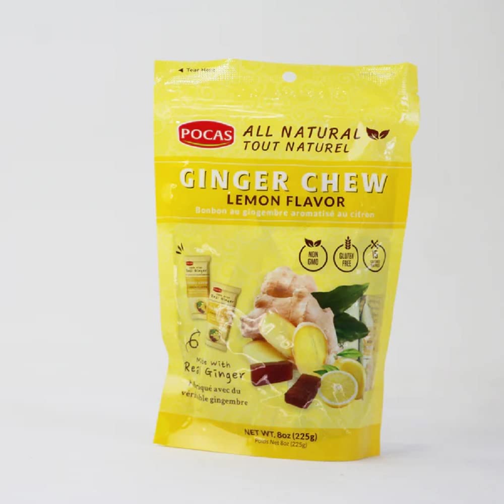 Pocas Ginger Chews Lemon Flavor 8 oz