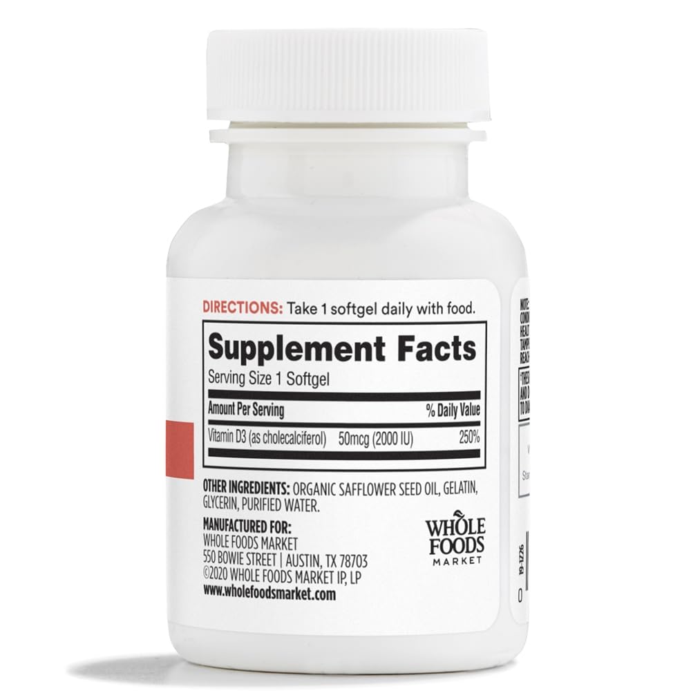 365 by Whole Foods Market Vitamin D3 Softgels 2000 IU, 100 Count