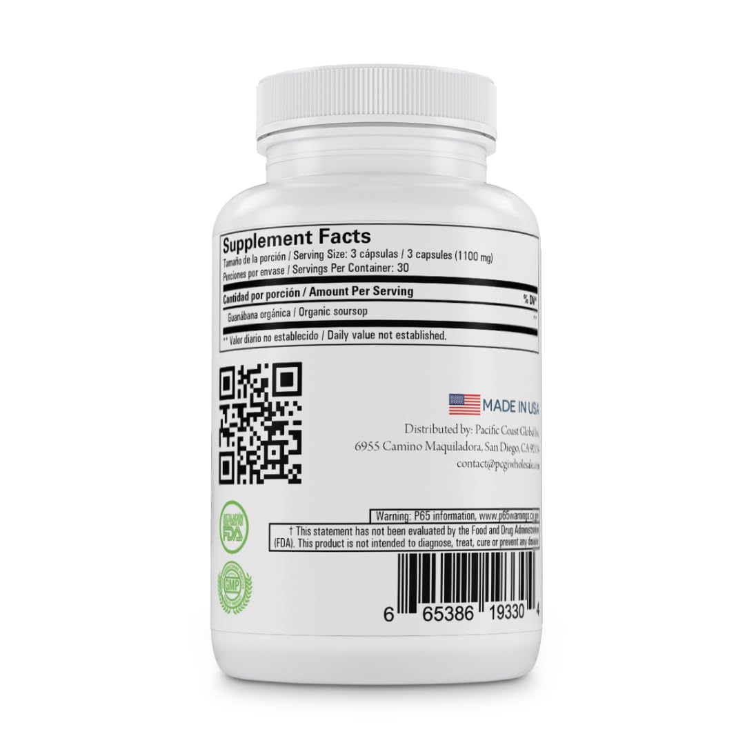 GREEN ROYALTY Graviola Guanabana (Soursop) Capsules, 1100mg per serving, 90 Capsules