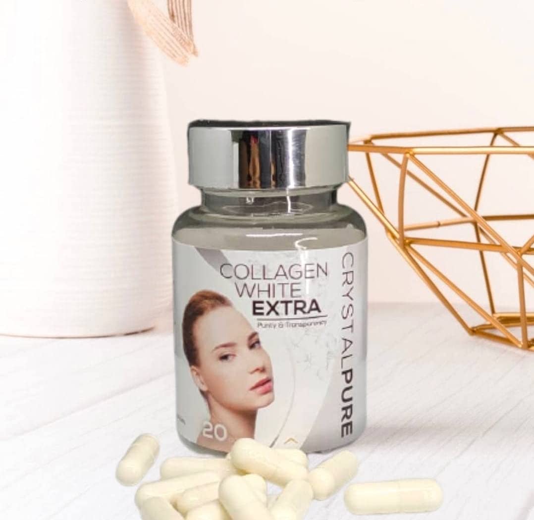 Elizkof Beauty Store Collagen White Extra Crystal Pure Skin Glutathione Supplement Capsules, 40 Count