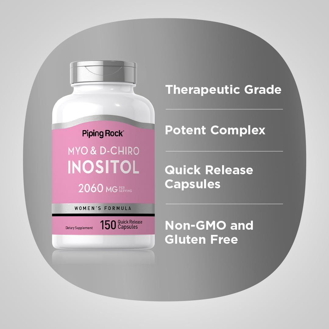 Piping Rock Myo-Inositol & D-Chiro Inositol Supplement Capsules, 150 Count