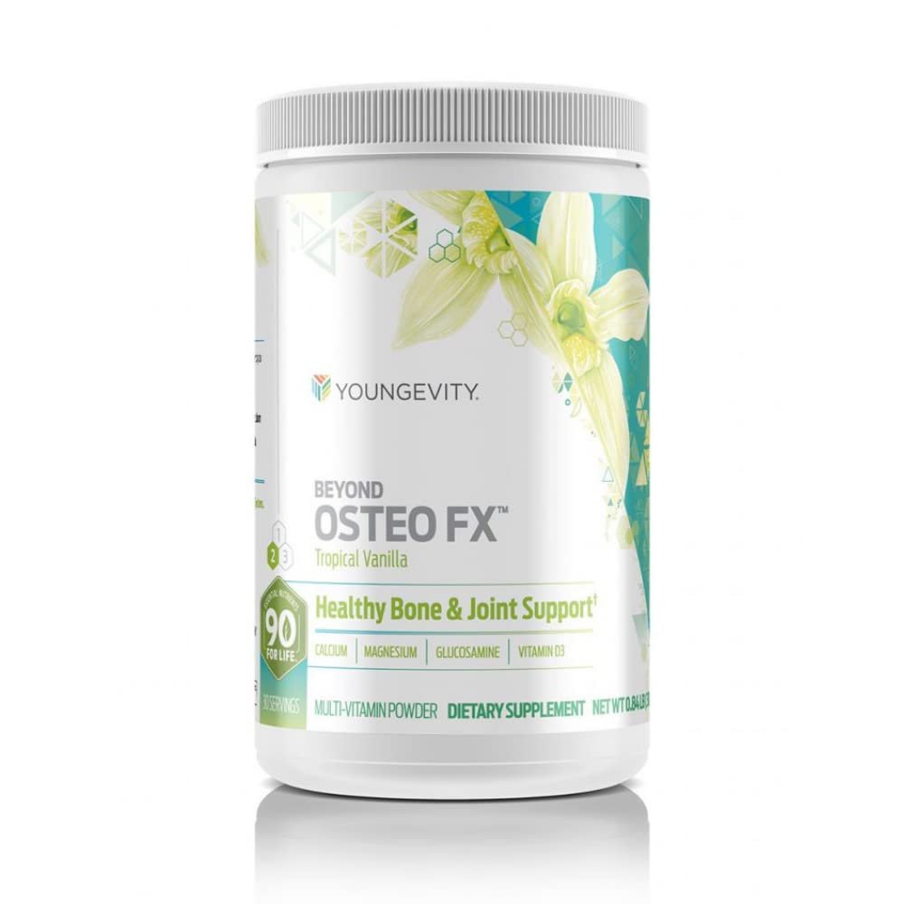 Youngevity Beyond Osteo-FX Powder 12.5 Oz – Calcium Citrate Supplement with Vitamin D3, Tri-Calcium Phosphate, Magnesium, and Zinc – Non-GMO, Gluten-Free – Tropical Vanilla