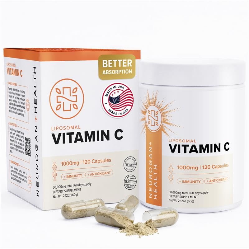 Neurogan Liposomal Vitamin C Capsules - 1000mg Vitamin C - Immune Support, Collagen, Energy, Antioxidant Support - Soy-Free Non-GMO Vegan-Friendly, 120 Capsules