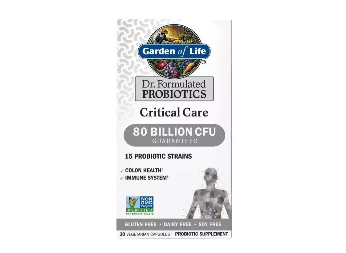 Garden of Life Dr. Formulated Critical Care 80 Billion CFU Probiotics, Colon Health and Immune System, 30 Capsules