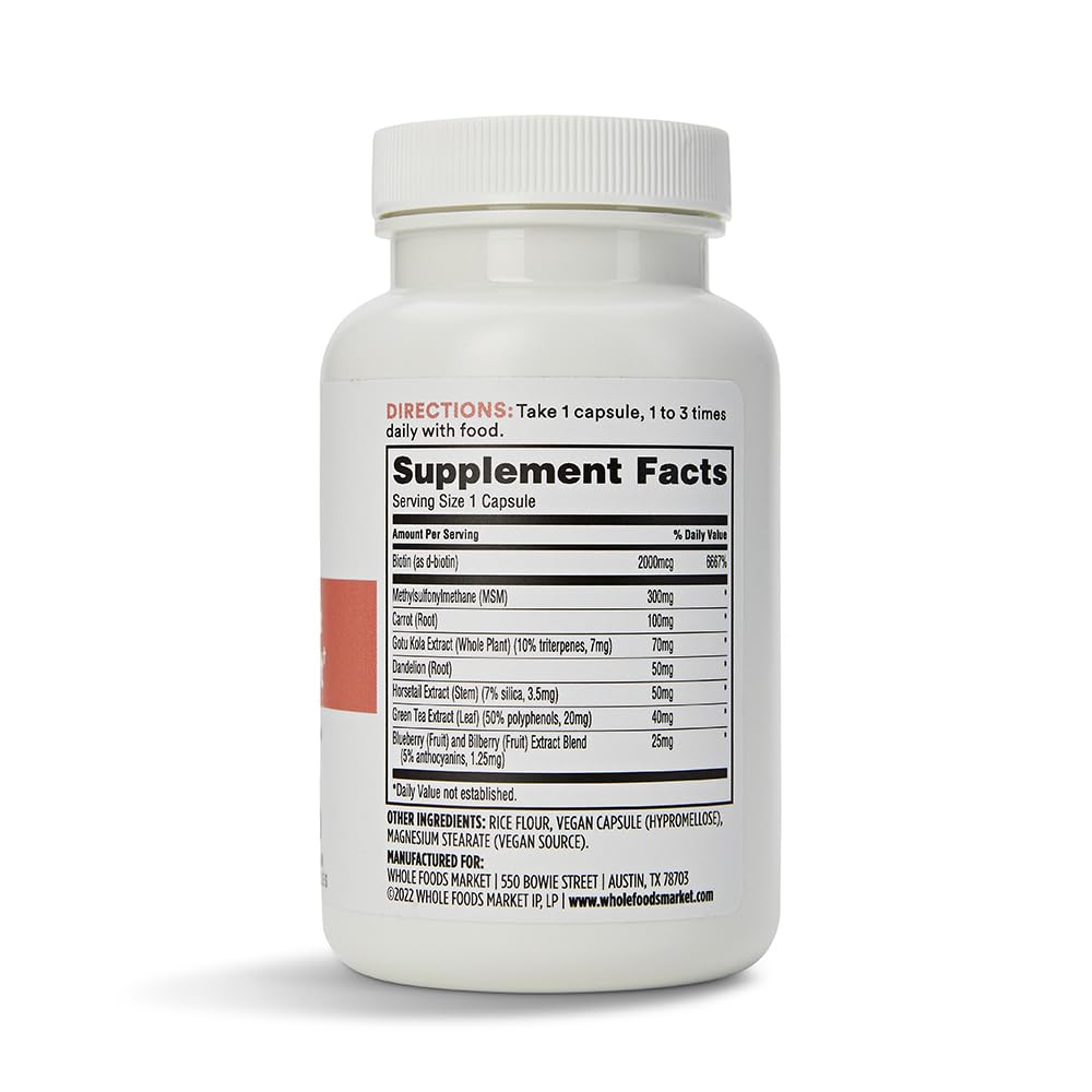 365 by Whole Foods Market Hair Skin & Nails 2000 Biotin Capsules 90 Count