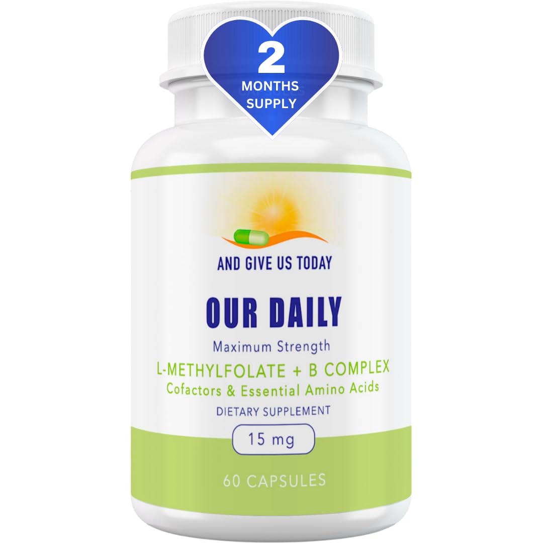 AND GIVE US TODAY OUR DAILY Our Daily Vites L-Methylfolate B Complex Cofactors & Essential Amino Acids (15mg) - Active Folate, Methylated B12 Methylcobalamin, B6 and Glycine, 60 Capsules