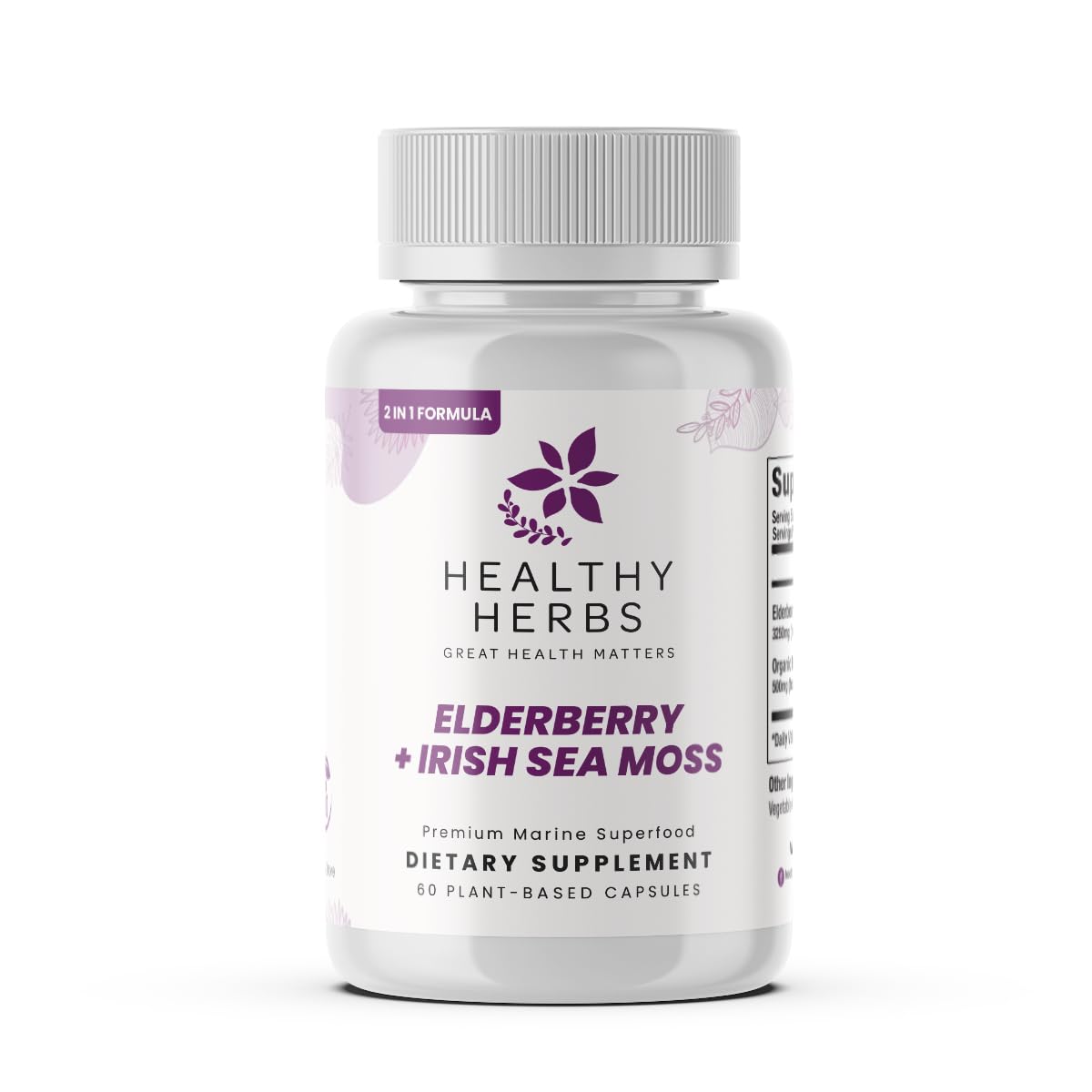 Healthy Herbs Wildcrafted Elderberry Sea Moss Capsules, 60 Capsules